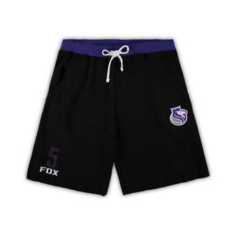 Men's De'Aaron Fox Black Sacramento Kings Big and Tall French Terry Name and Number Shorts