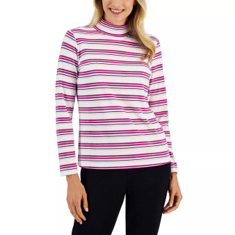 Women's Desert Stripe Mock-Neck Top, Created for Macy's
