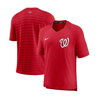 Men's Red Washington Nationals Authentic Collection Pregame Performance V-Neck T-shirt