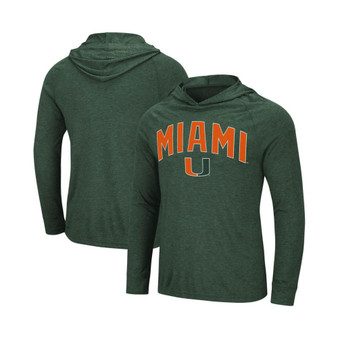 Men's Heathered Green Miami Hurricanes Big and Tall Wingman Raglan Hoodie T-shirt
