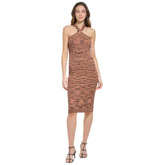 Women's Crossover-Neck Space-Dyed Sweater Dress