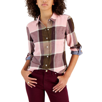 Women's Big City Plaid Cotton Roll-Tab Shirt