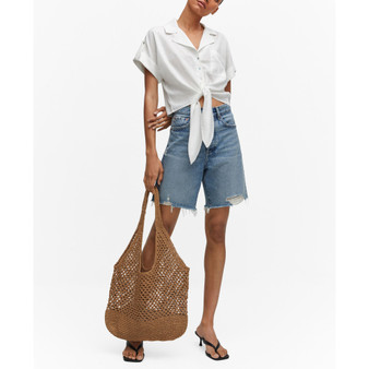 Women's Linen Bow Shirt