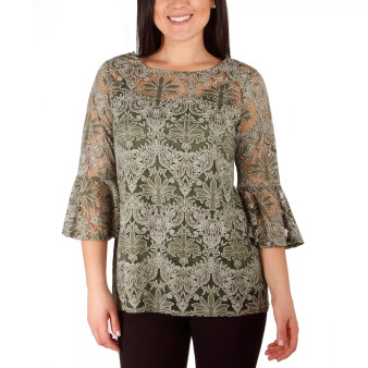 Women's Bell Sleeve Blouse and Solid Camisole