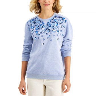 Floral Fleece Crewneck Top, Created for Macy's
