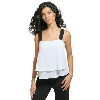 Women's Contrast-Strap Foldover Tank
