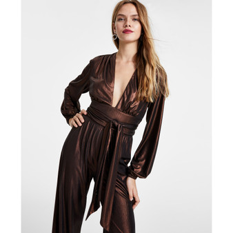 Women's Tie-Waist Long-Sleeve V-Neck Top