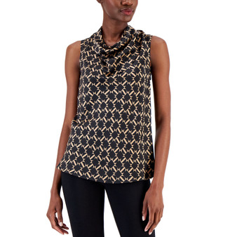 Women's Printed Satin Cowlneck Top