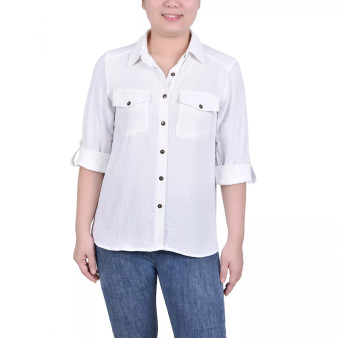 Women's Long Sleeve Roll Tab Blouse