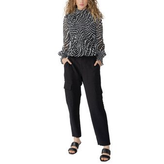 Women's Printed Smocked Mock-Neck Illusion Top