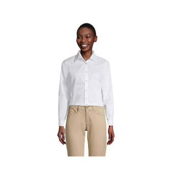 School Uniform Women's No Gape Long Sleeve Stretch Shirt