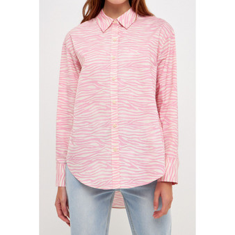 Women's Zebra Printed Cotton Shirt