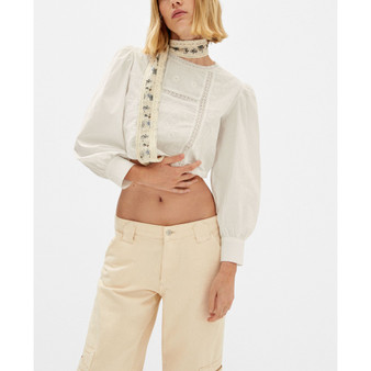 Women's Embroidered Puff Sleeve Blouse