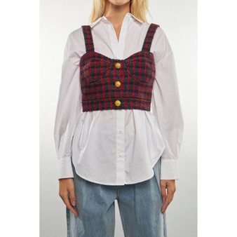 Women's Boucle Tweed Cropped Top