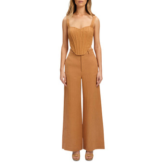 Women's Linen Zip-Back Sleeveless Corset Bustier Top