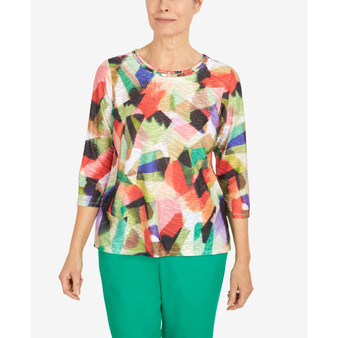 Petite Island Vibes Double Strap Stained Glass Color Block Top