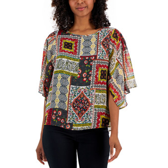 Women's Printed Boat-Neck Top