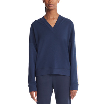 Marc New York Women's Performance Long Sleeve V-neck Asymmetrical Stripe Hoodie