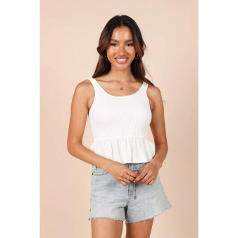 Womens Monique Shirred Peplum Top