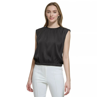 Women's Round-Neck Elastic-Hem Top