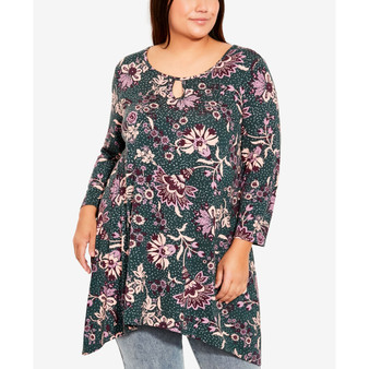 Plus Size Keyhole Swing Tunic Top