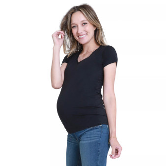 Women's Maternity Basic Short Sleeve V Neck Tee