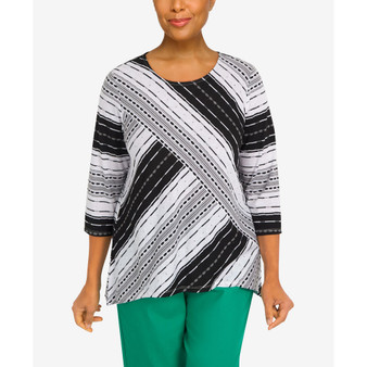 Petite Island Vibes Spliced Stripe Texture Top
