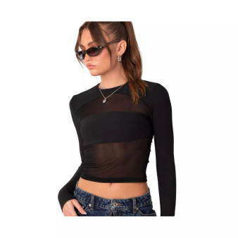 Women's Azal Half Ribbed Mesh Top