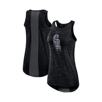 Women's Black Colorado Rockies Logo Fade High Neck Performance Tank Top