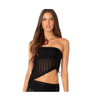Women's Lucea Lace Up Sheer Knit Tube Top
