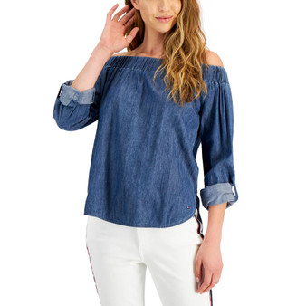 Women's Off-The-Shoulder Chambray Top