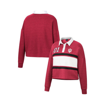 Women's Heather Crimson Indiana Hoosiers I Love My Job Rugby Long Sleeve Shirt