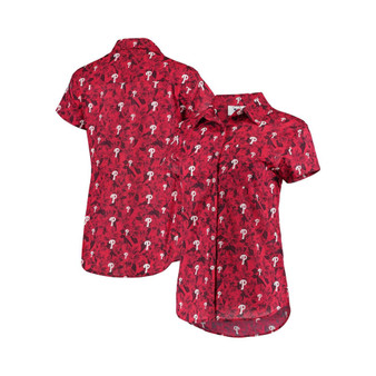 Women's Red Philadelphia Phillies Floral Button Up Shirt