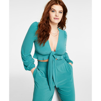 Women's Tie-Front Ruffle Crop Top, Created for Macy's