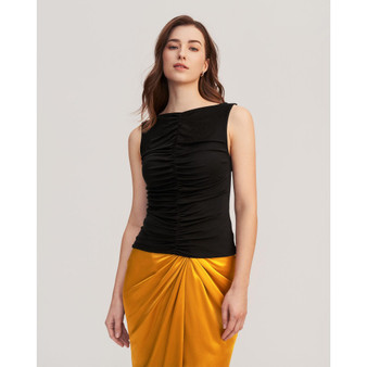 Melia Ruched Silk Knit Tank Top for Women