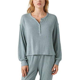 Women's Cloud Ribbed Long-Sleeve Henley Top