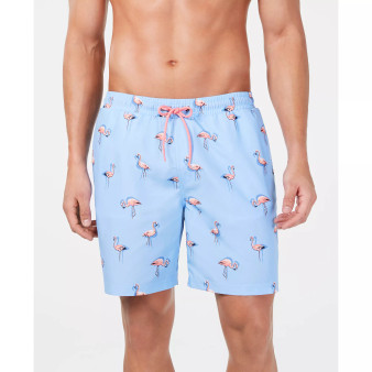 Men's Quick-Dry Performance Flamingo-Print 7" Swim Trunks, Created for Macy's