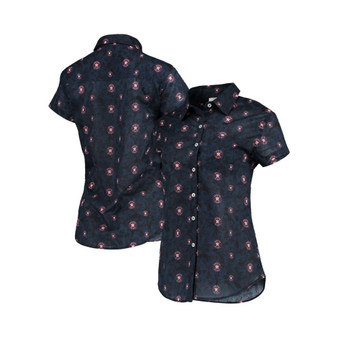 Women's Navy Houston Astros Floral Button Up Shirt