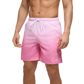 Calvin Kelin Men's Regular-Fit Ombré Gradient Stripe UPF 50+ 7" Swim Trunks