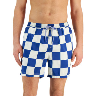 Men's Dio Quick-Dry Checker-Print 5" Swim Trunks, Created for Macy's