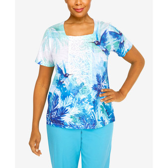 Women's Cool Vibrations Hummingbird Square Neck Top