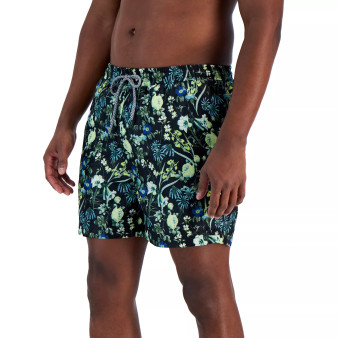 Men's Evan Garden Quick-Dry Floral-Print 5" Swim Trunks, Created for Macy's