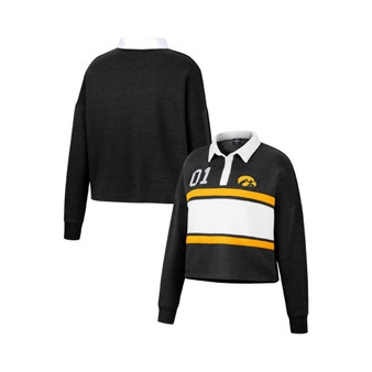 Women's Black Iowa Hawkeyes I Love My Job Rugby Long Sleeve Shirt