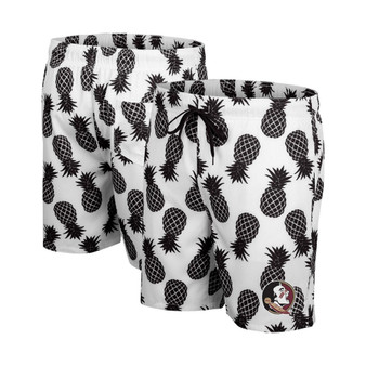 Men's White, Black Florida State Seminoles Pineapple Swim Shorts
