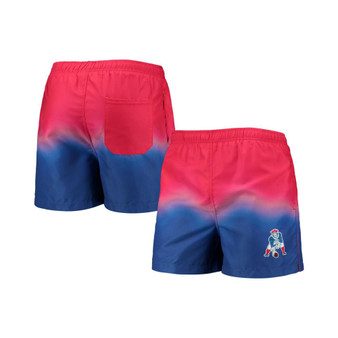 Men's Red, Royal New England Patriots Retro Dip-Dye Swim Shorts