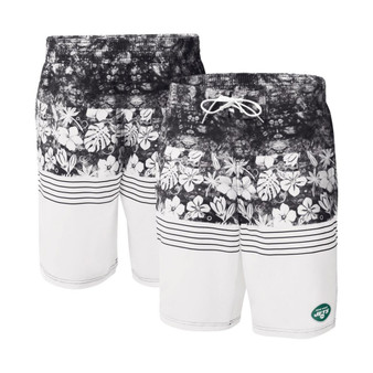 Men's Black, White New York Jets Ocean Tide Swim Trunks
