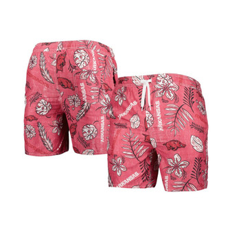 Men's Cardinal Arkansas Razorbacks Vintage-Inspired Floral Swim Trunks