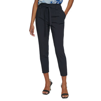 Women's Lux Solid Tie-Waist Cropped Pants