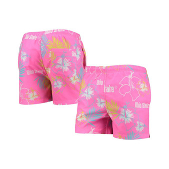 Men's Pink Ohio State Buckeyes Neon Floral Swim Trunks