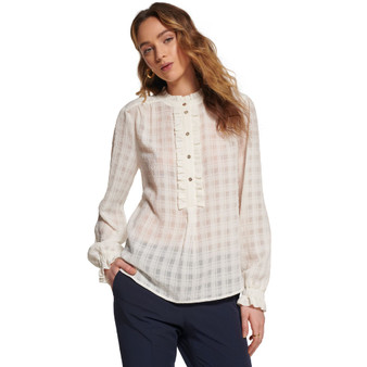 Women's Plaid Ruffle-Trim Blouse